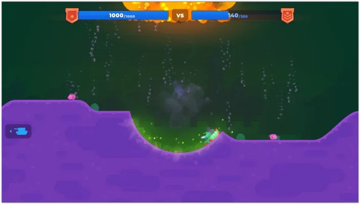 Tank Stars 2 arena with both tanks positioned on opposite ridges